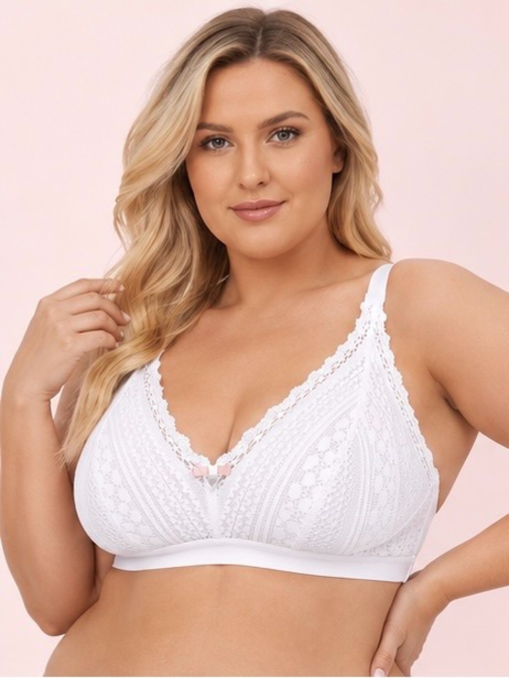 ❀ NWT Freya Daisy Lace Soft Plunging Bralette White L Comfortable